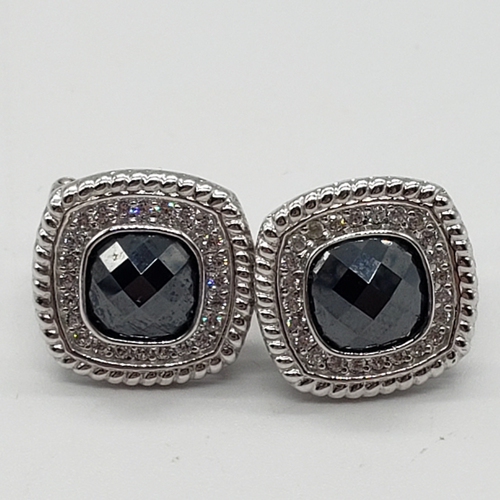 Sterling Silver Smoky Quartz Omega back Earrings